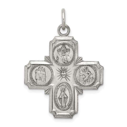 Sterling Silver Antiqued 4-way Medal QC3468