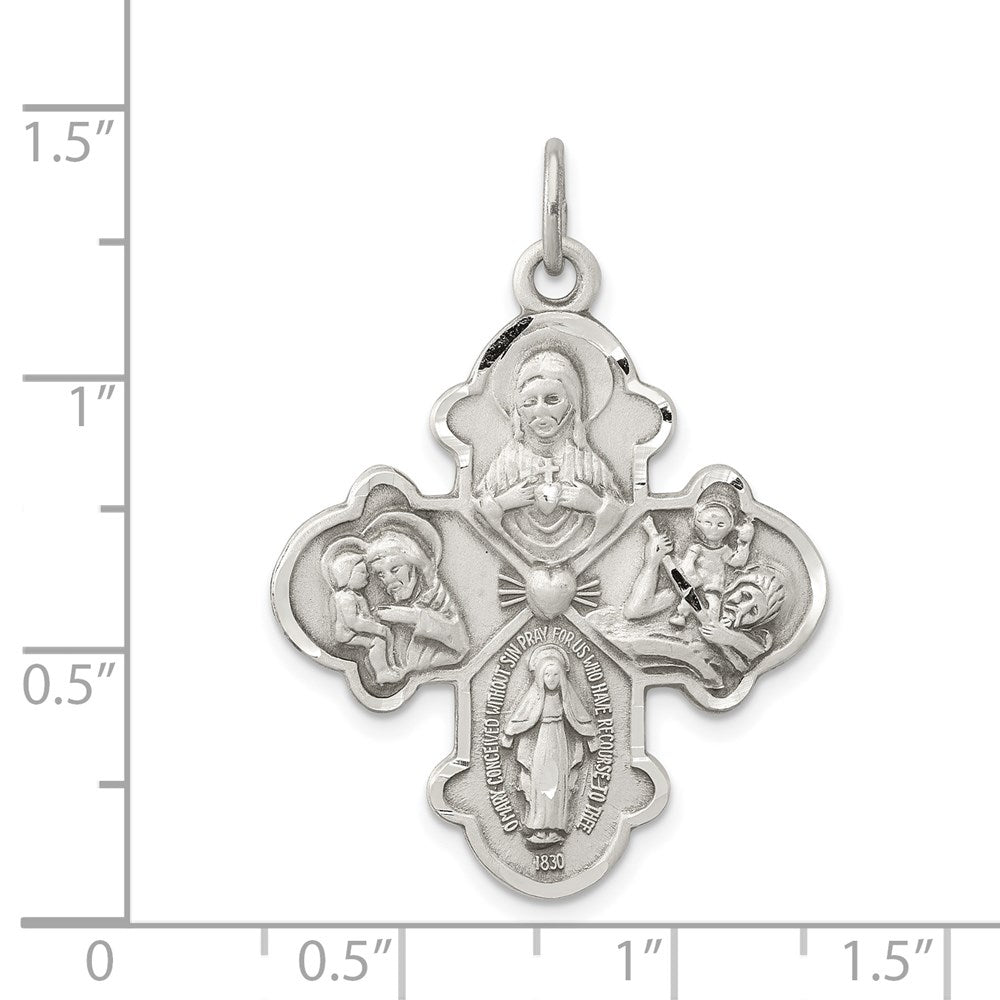 Sterling Silver Antiqued 4-way Medal QC3469