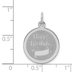 Sterling Silver Rhodium-plated Happy Birthday Disc Charm QC347