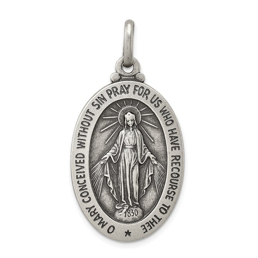 Sterling Silver Antiqued Miraculous Medal QC3485