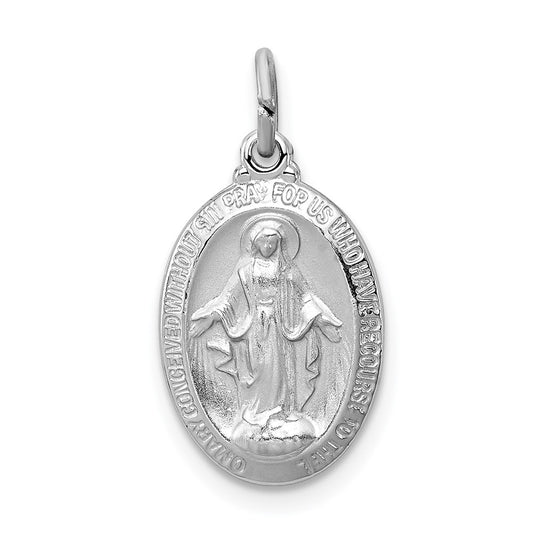 Sterling Silver Rhodium-plated Miraculous Medal QC3486