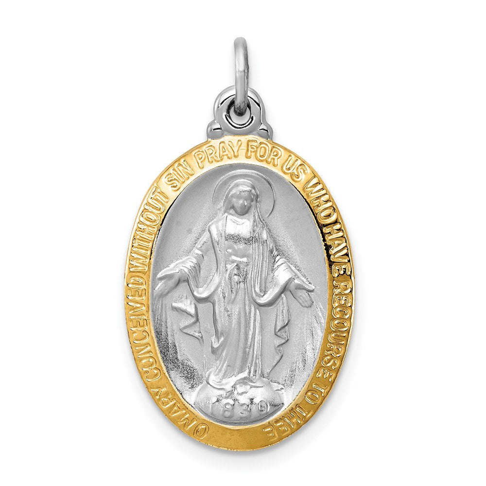 Sterling Silver Rhodium-plated Miraculous Medal QC3488
