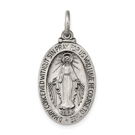 Sterling Silver Antiqued Miraculous Medal QC3490