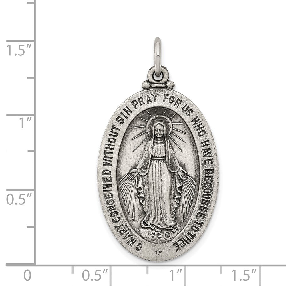 Sterling Silver Antiqued Miraculous Medal QC3492