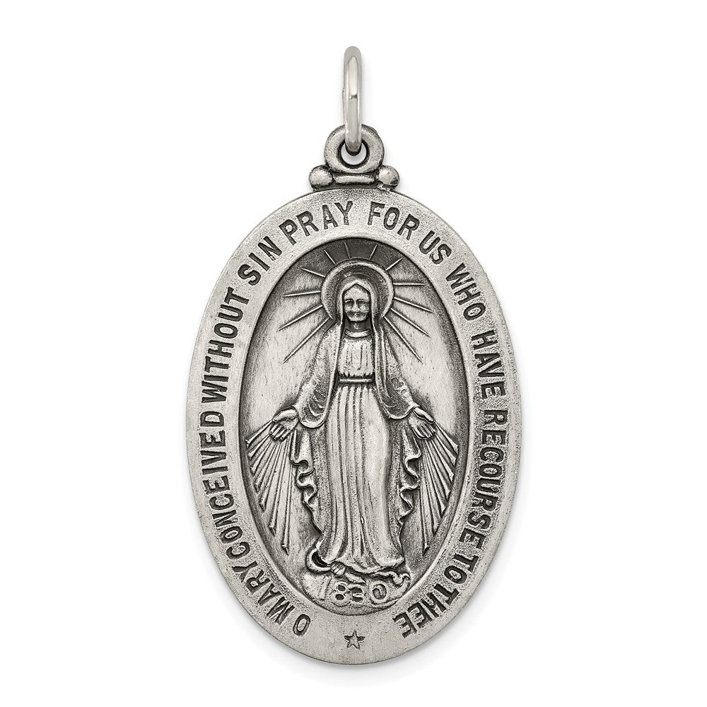 Sterling Silver Antiqued Miraculous Medal QC3492