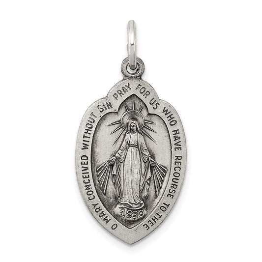 Sterling Silver Antiqued Miraculous Medal QC3497
