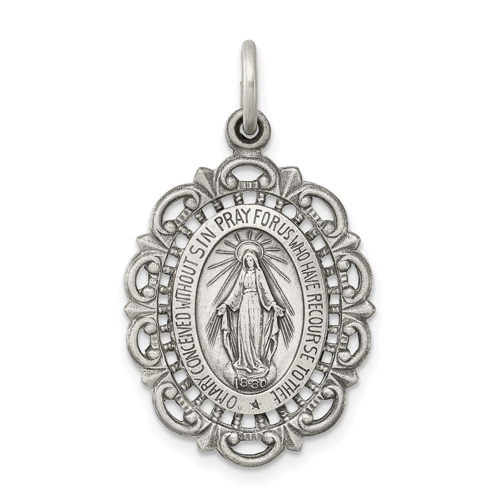Sterling Silver Antiqued Miraculous Medal QC3499