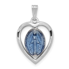 Sterling Silver Rhodium-plated Miraculous Heart Medal QC3504