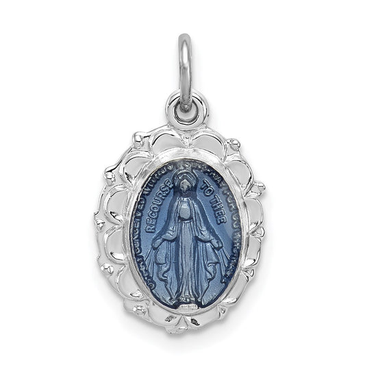 Sterling Silver Rhodium-plated Miraculous Medal QC3505