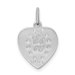 Sterling Silver Rhodium-plated Miraculous Heart Medal QC3507