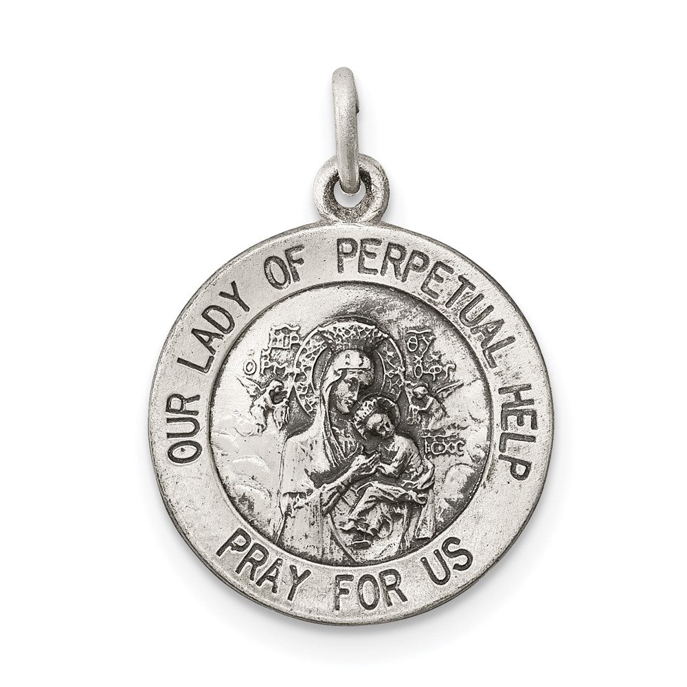 Sterling Silver Antiqued Our Lady of Perpetual Help Medal QC3513