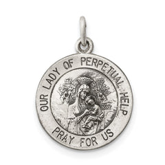 Sterling Silver Antiqued Our Lady of Perpetual Help Medal QC3513