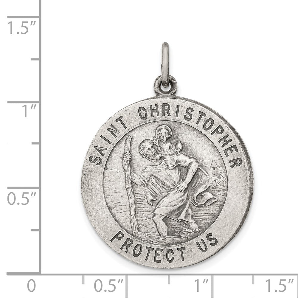 Sterling Silver Antiqued St. Christopher Medal QC3523