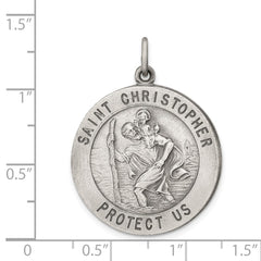 Sterling Silver Antiqued St. Christopher Medal QC3523