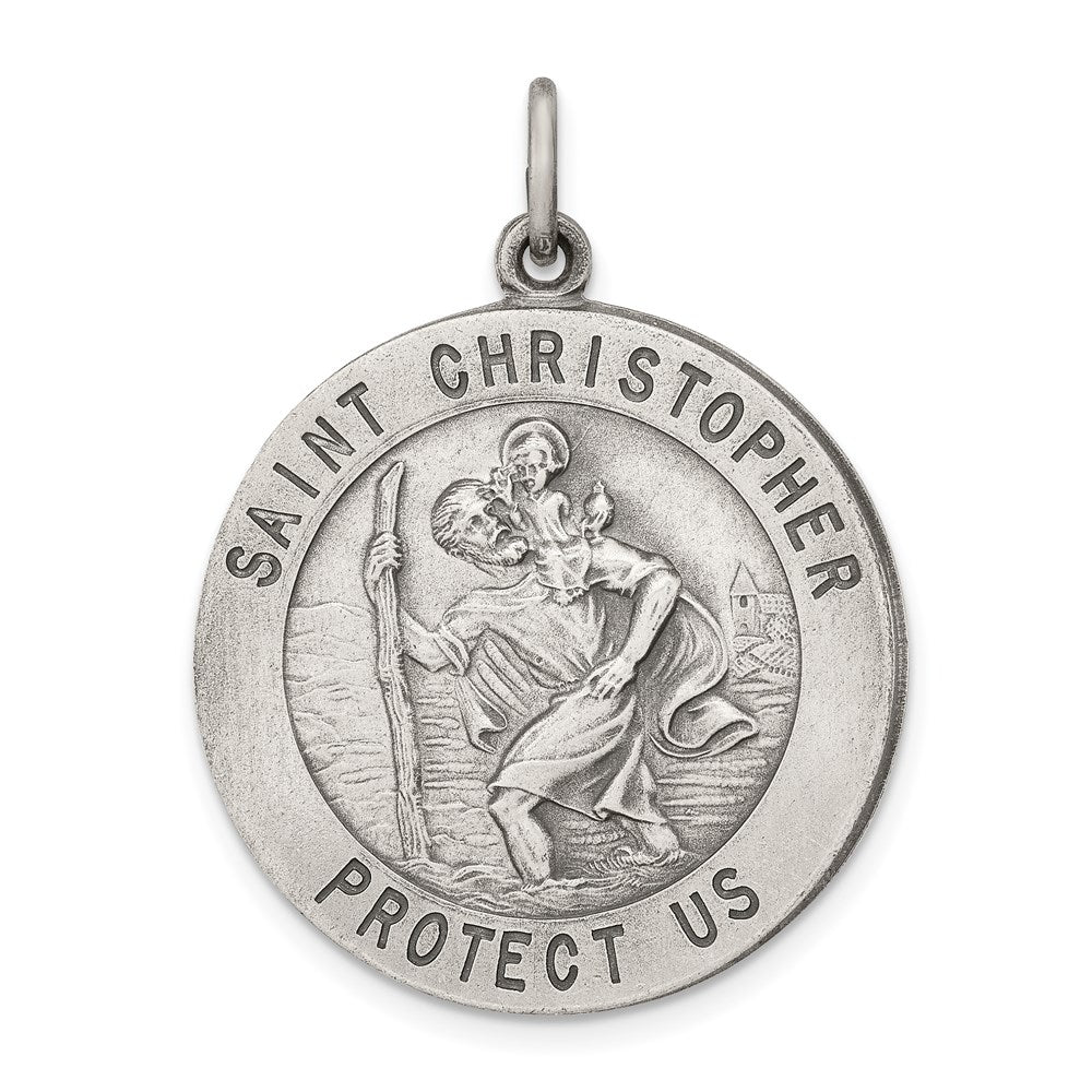 Sterling Silver Antiqued St. Christopher Medal QC3523