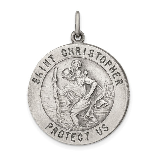 Sterling Silver Antiqued St. Christopher Medal QC3523