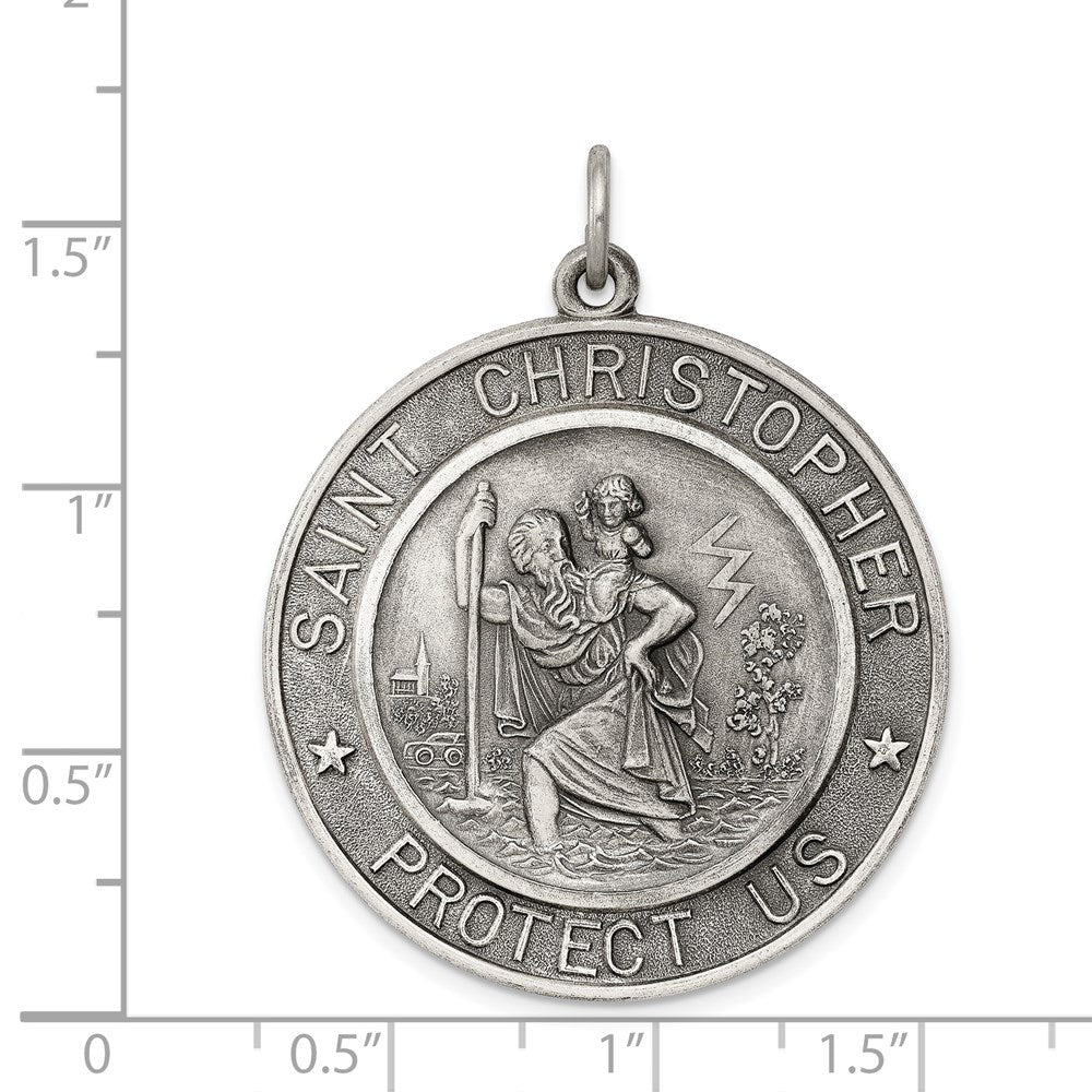Sterling Silver Antiqued St. Christopher Medal QC3525