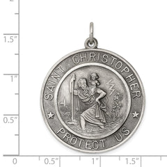 Sterling Silver Antiqued St. Christopher Medal QC3525