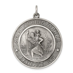 Sterling Silver Antiqued St. Christopher Medal QC3525