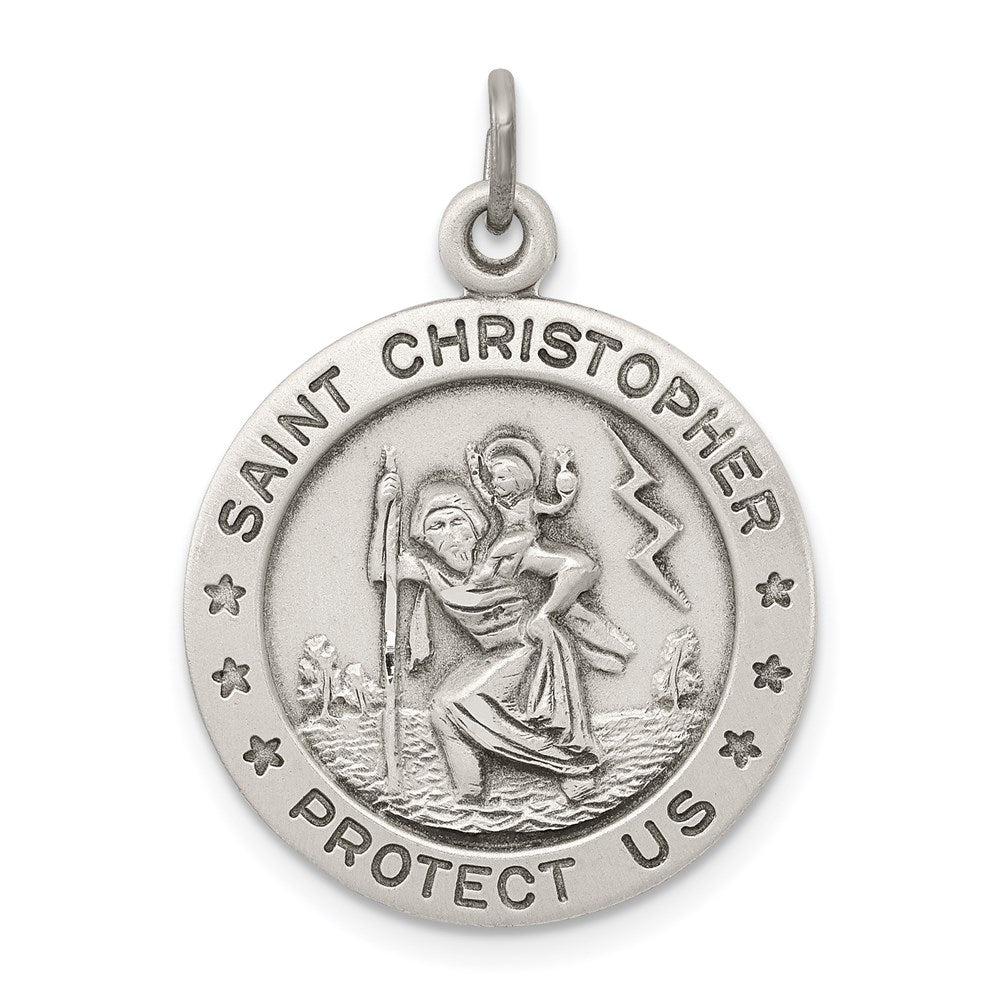 Sterling Silver Antiqued St. Christopher Medal QC3526