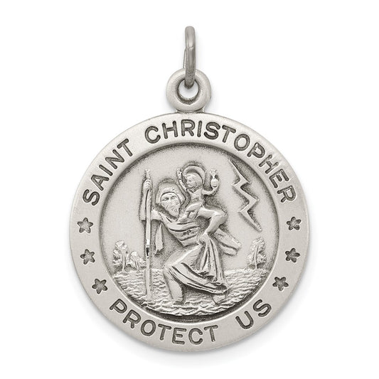 Sterling Silver Antiqued St. Christopher Medal QC3526