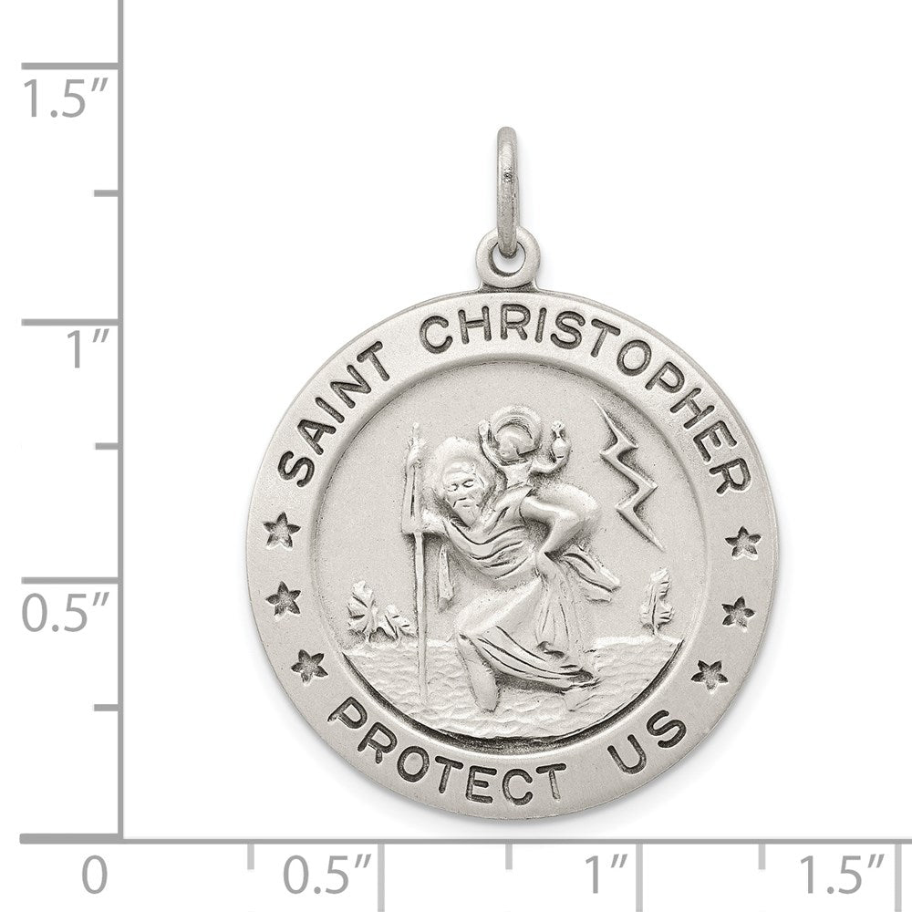 Sterling Silver Antiqued St. Christopher Medal QC3527