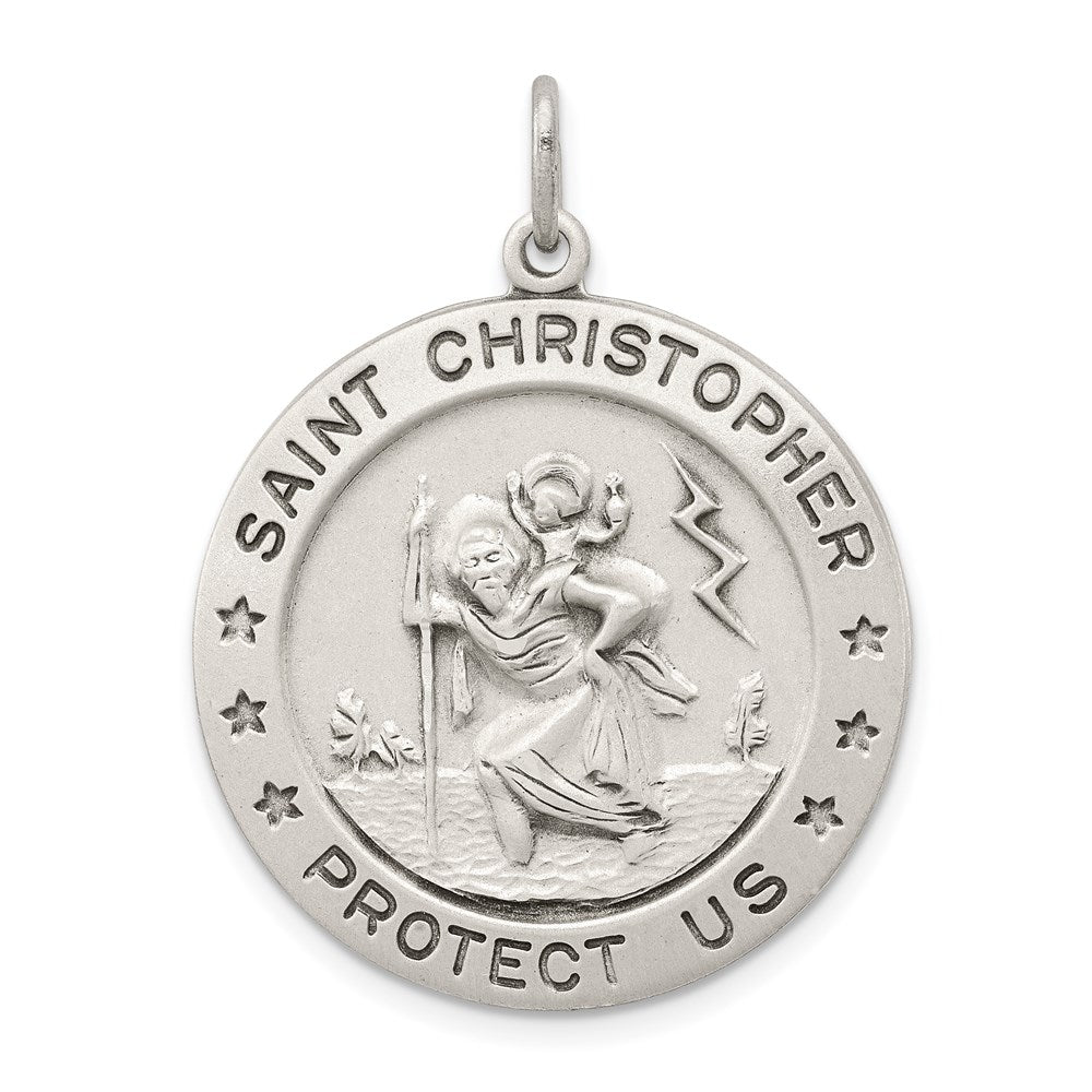 Sterling Silver Antiqued St. Christopher Medal QC3527