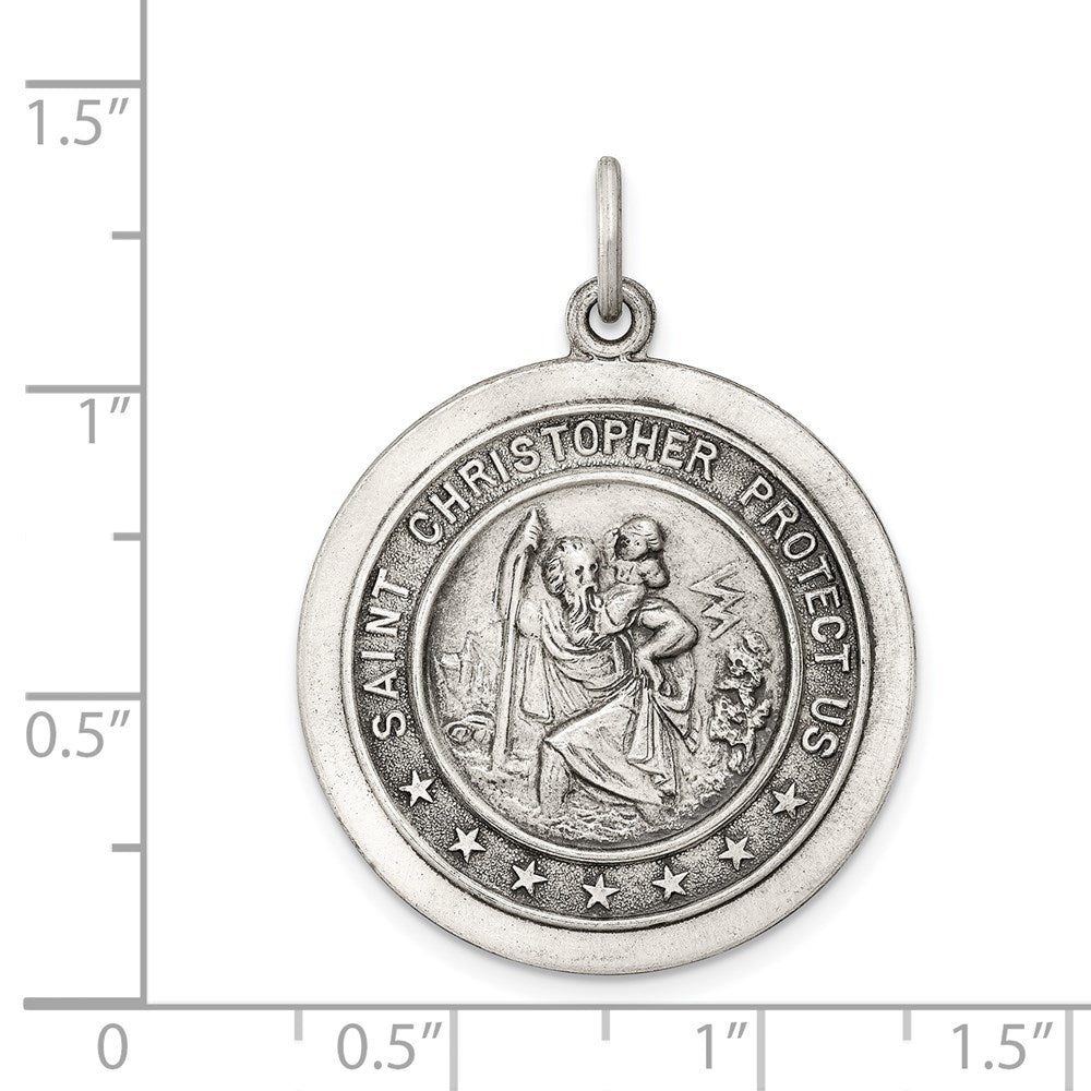 Sterling Silver Antiqued St. Christopher Medal QC3528