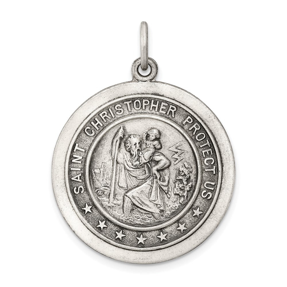 Sterling Silver Antiqued St. Christopher Medal QC3528