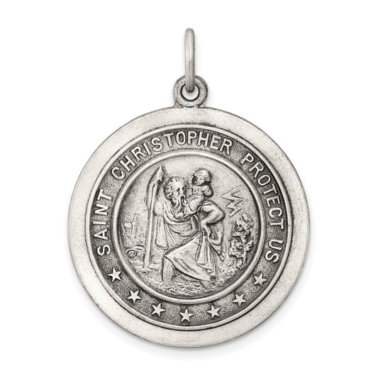 Sterling Silver Antiqued St. Christopher Medal QC3528