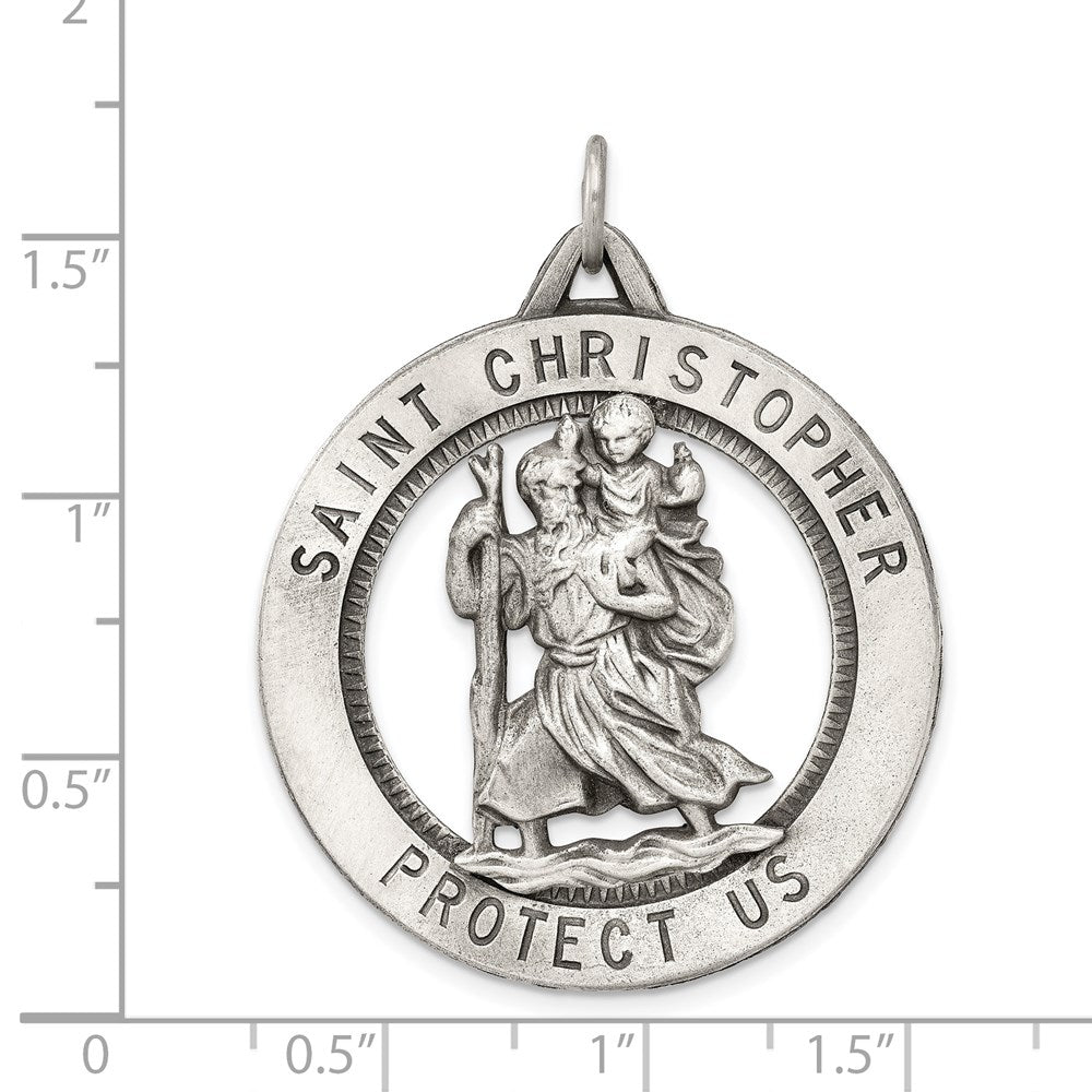 Sterling Silver Antiqued St. Christopher Medal QC3529