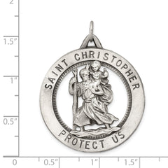 Sterling Silver Antiqued St. Christopher Medal QC3529