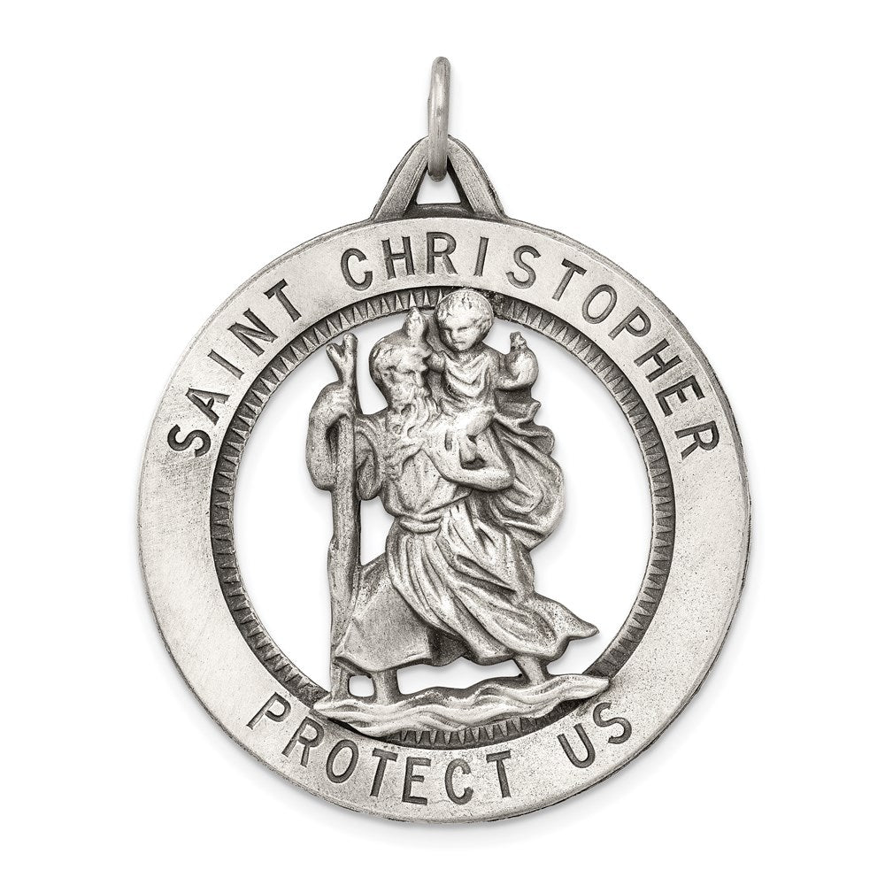 Sterling Silver Antiqued St. Christopher Medal QC3529