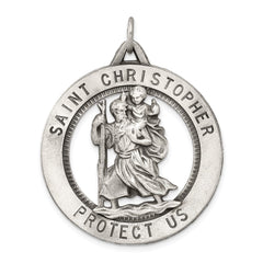 Sterling Silver Antiqued St. Christopher Medal QC3529