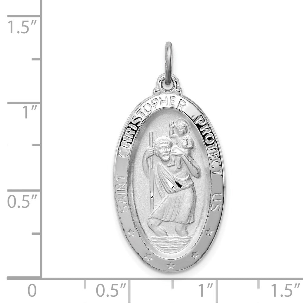 Sterling Silver Rhodium-plated St. Christopher Medal QC3554