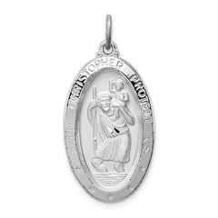 Sterling Silver Rhodium-plated St. Christopher Medal QC3554