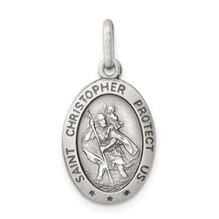 Sterling Silver Antiqued St. Christopher Medal QC3555