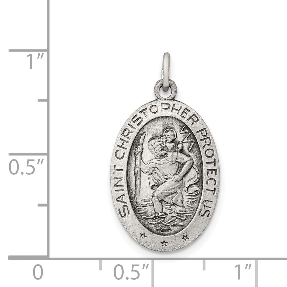 Sterling Silver Antiqued St. Christopher Medal QC3556