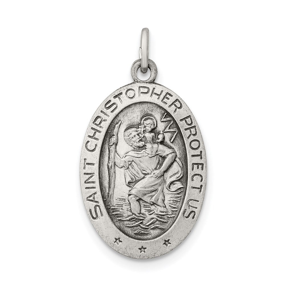 Sterling Silver Antiqued St. Christopher Medal QC3556