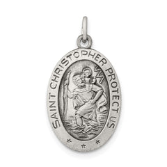 Sterling Silver Antiqued St. Christopher Medal QC3556