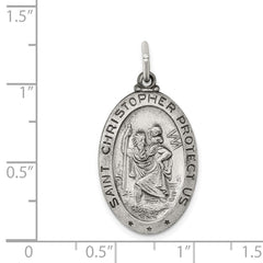 Sterling Silver Antiqued St. Christopher Medal QC3557