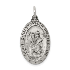 Sterling Silver Antiqued St. Christopher Medal QC3557