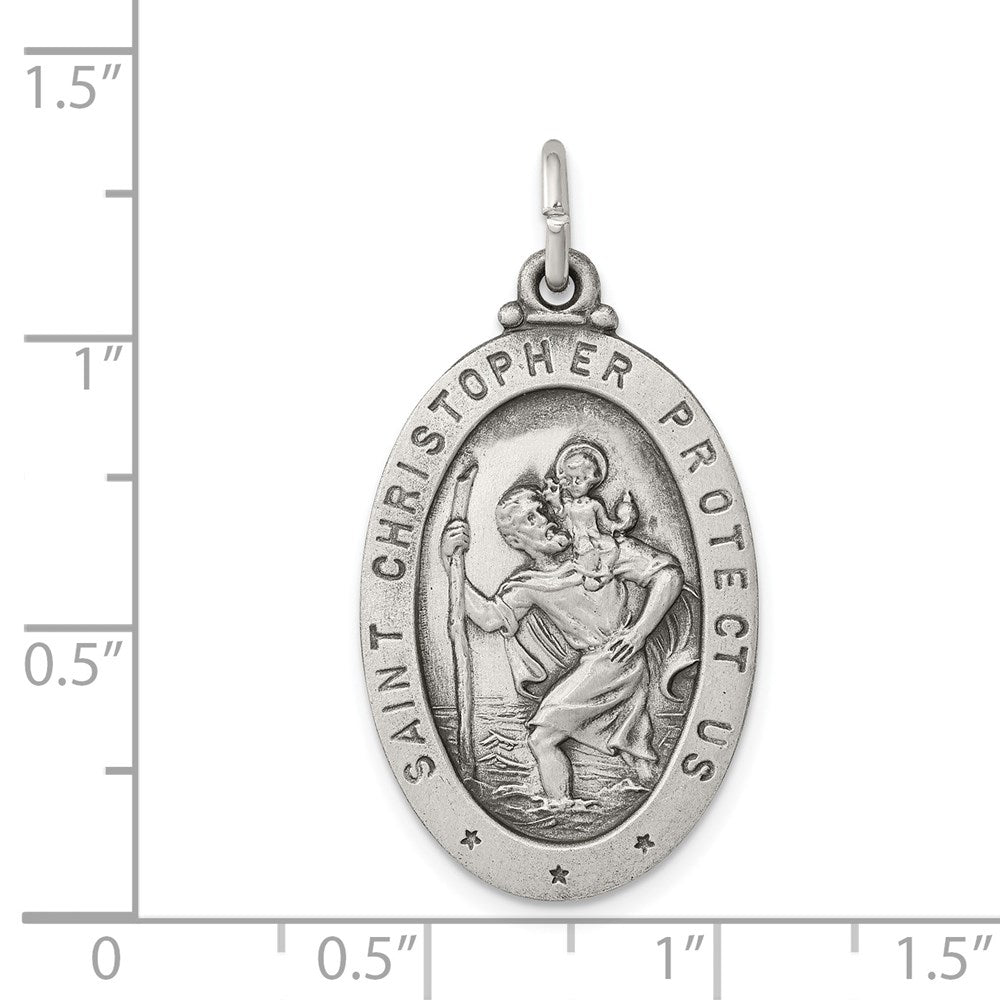 Sterling Silver Antiqued St. Christopher Medal QC3558