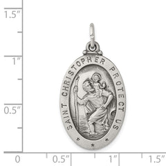 Sterling Silver Antiqued St. Christopher Medal QC3558