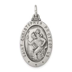 Sterling Silver Antiqued St. Christopher Medal QC3558