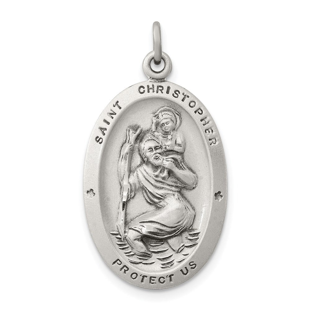 Sterling Silver Antiqued St. Christopher Medal QC3559