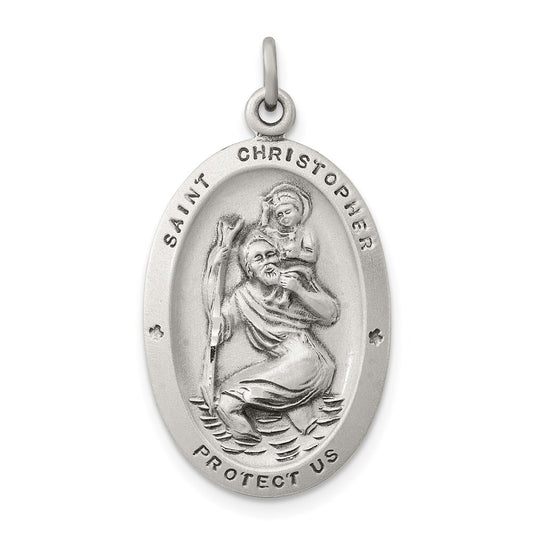 Sterling Silver Antiqued St. Christopher Medal QC3559