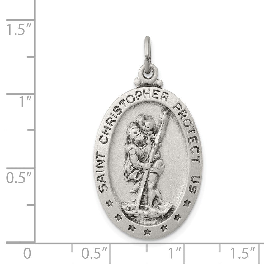 Sterling Silver Antiqued St. Christopher Medal QC3560