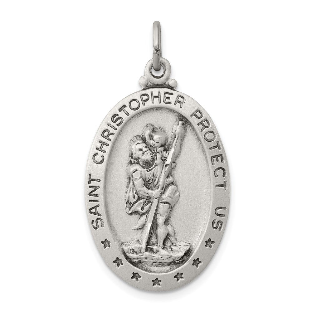 Sterling Silver Antiqued St. Christopher Medal QC3560