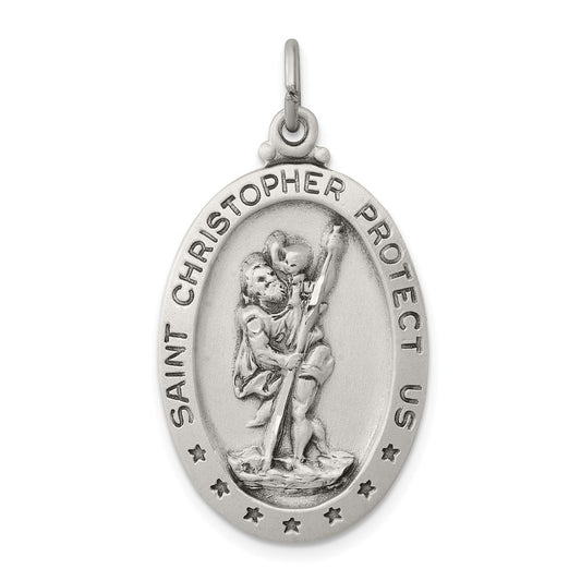 Sterling Silver Antiqued St. Christopher Medal QC3560